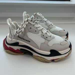 Balenciaga White and Red Women's Sneakers